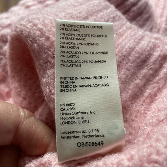 Free People Bradley Sweater Womens S Bubblegum Pink Crop Boxy Boho NWT $128 - Picture 5 of 9